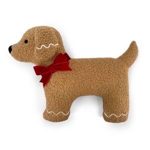 New! Gingerbread Brown Dog Pillow with Red Bow from Target Bullseye Playground